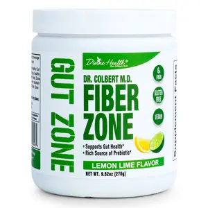 Dr. Colbert, MD Fiber Zone Powder | Lemon-Lime Flavor Prebiotics | by Divine Health | 6g Psyllium Husk & Inulin Fiber | Recommended in Healthy Gut Zone Book | 9.52 oz | 30 Servings
