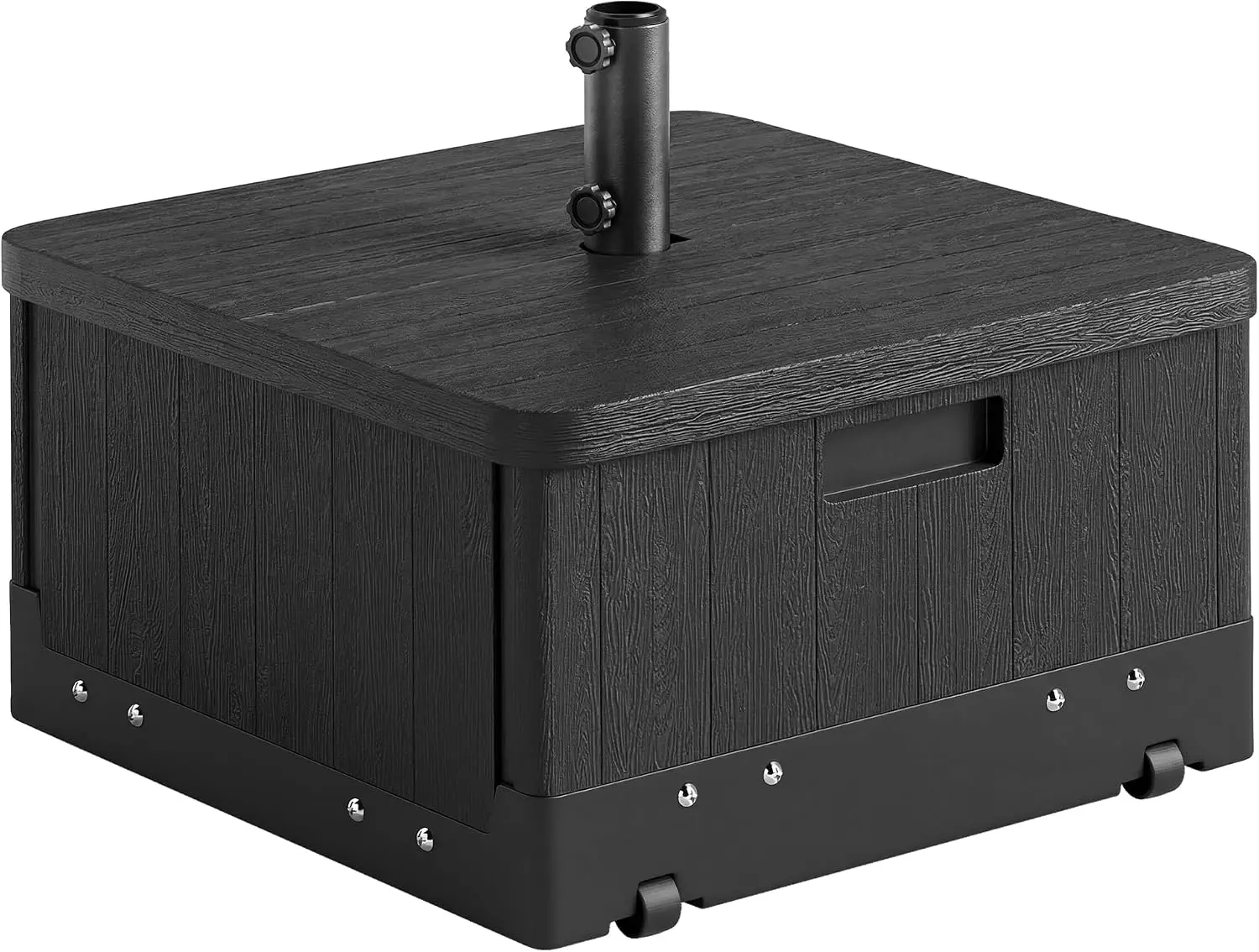 Crestholm 2-in-1 Fillable Umbrella Base with Wheels & Handles, 175 lbs Sand Capacity, Planter Box with Drain Hole, Fits 1.5"–1.9" Poles for Deck, Poolside, Backyard