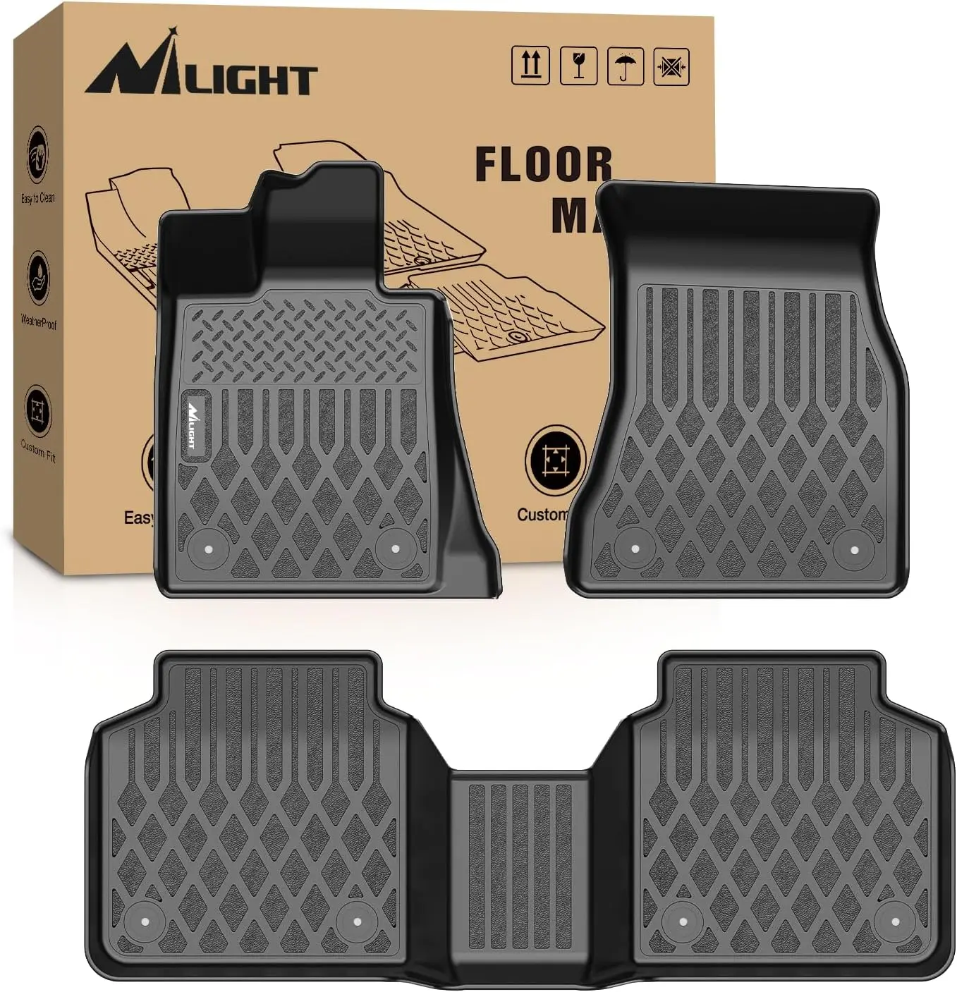Nilight TPE Floor Mats for BMW 740i 750i M 760i xDrive (G12) 2016 2017 2018 2019 2020 2021 2022 2023 All Weather Custom Fit Heavy Duty Floor Liners weatherproof, Waterproof Car Mats, Car Floor Mats