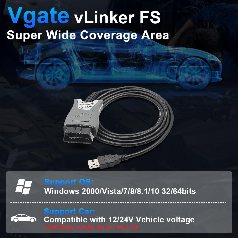Vgate vLinker FS FORScan OBD2 USB Scanner, HS/MS-CAN Auto Switch, 18V FEPS Programming for Ford F-150 Mazda Lincoln