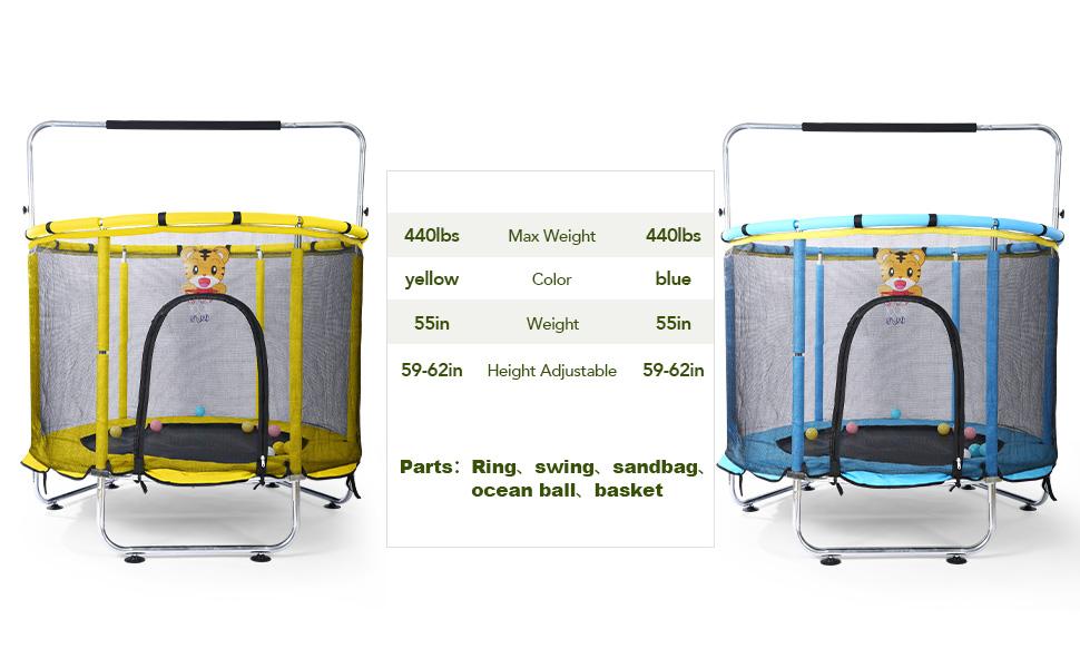 Trampoline for Kids with Safety Enclosure Net, No-Gap Safe Design, Easy to Assemble 4.6 Ft Outdoor Indoor Trampoline，Gifts for Boys & Girls，Christmas gifts