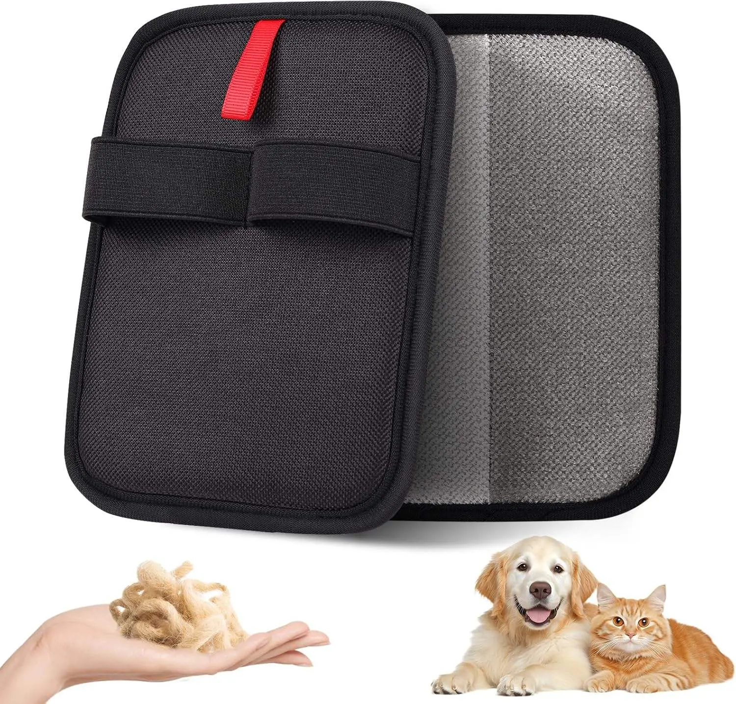 Pet Hair Remover Gloves (Fur Removal Tool, Animal Hair Removal Mitts & Rollers, Lint Remover Mitts & Rollers) with Dual-Directional Bristles, Reusable Washable Eco-Friendly Static Cleaner for Dogs-Cats-Reptiles, Comfortable Secure Fit for Car Seats