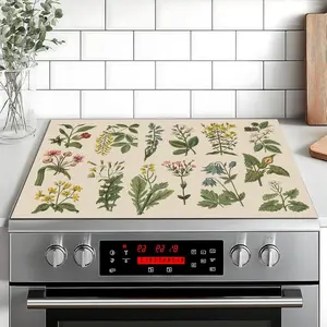 Non-Slip Rubber Oven Mat, Plant Pattern Design, Kitchen Stove Protector, Kitchenware, Multi-Purpose Cover for Ovens, Washing Machines, Dryers