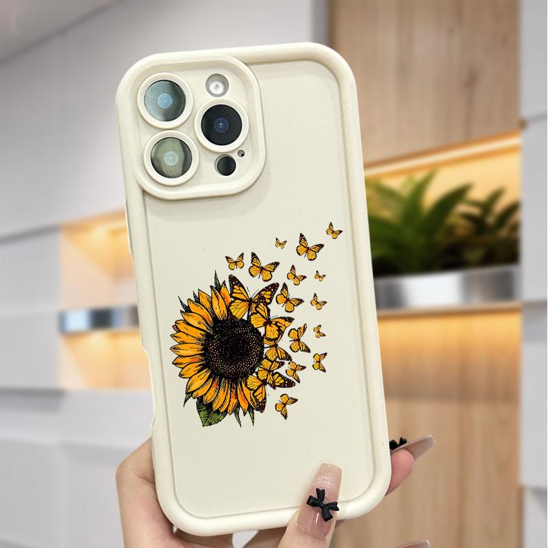 Blown Sunflower Case for iPhone 17 Air 16 16e 15 14 13 12 11 Pro Max Plus X XS Shockproof Non Slip Military-Grade Protection Silicone Cover