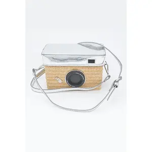 Straw Camera Basket Clutch