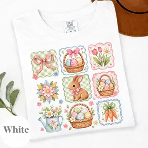 Comfort Colors? Coquette Bow Easter Shirt, Cute Bunny Graphic Tee, Trendy Easter Bunny Shirt, Spring Easter Gift for Women