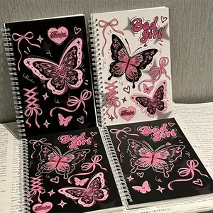 Women Butterfly Notebook Set, A5 Size Cute Bow Notebooks, Learning Supplies, Office Supplies, 4 Pieces Per Set
