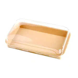 10-Pack Oil-Resistant Sushi Trays, Disposable Kraft Paper Sushi Containers, Ideal for Appetizers or Desserts, Perfect for Parties and Events
