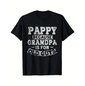 Humorous Grandfather T-Shirt for Father's Day Featuring Pappy Design in Classic Black Cotton Crew Neck Style