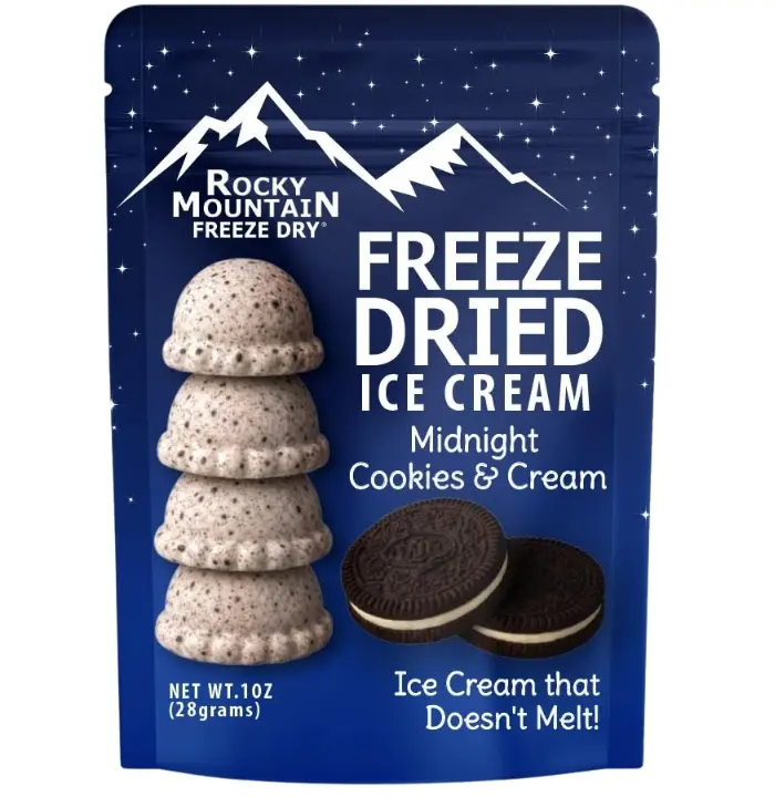 Freeze Dried Ice Cream – Midnight Cookies and Cream Ice Cream That Doesn’t Melt – Shelf-Stable Creamy Treat – Rocky Mountain Freeze Dry (1 OZ, Cookies and Cream)