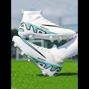 Men's Fashionable Lace Up High Top Football Shoes, Comfortable Breathable Soccer Shoes, Professional Football Cleats for All Seasons