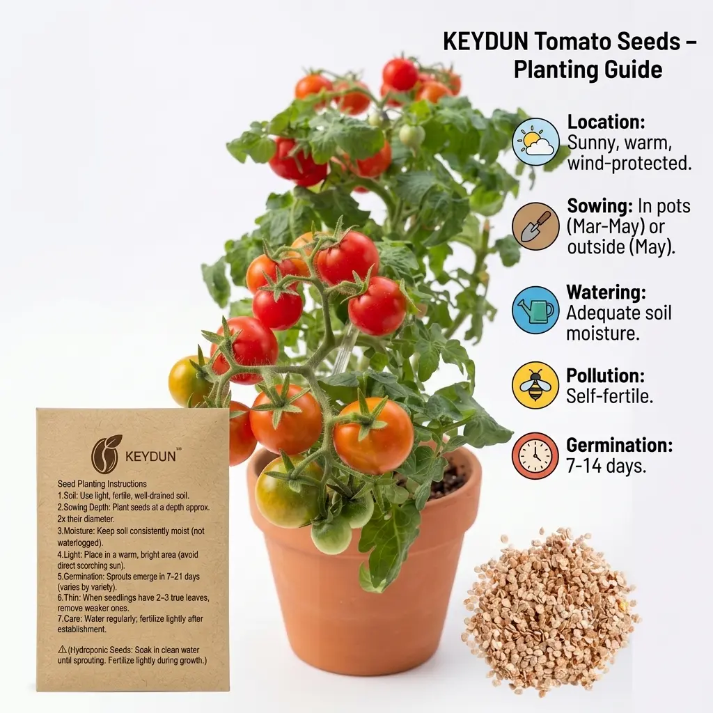 [KEYDUN] 300 Cherry Tomato Seeds for Outdoor Raised Beds and Home Gardens Vegetables Seeds Pack Home Gardening Bite-Sized Sweet Red Tomatoes for Fresh Summer Salads and Cooking