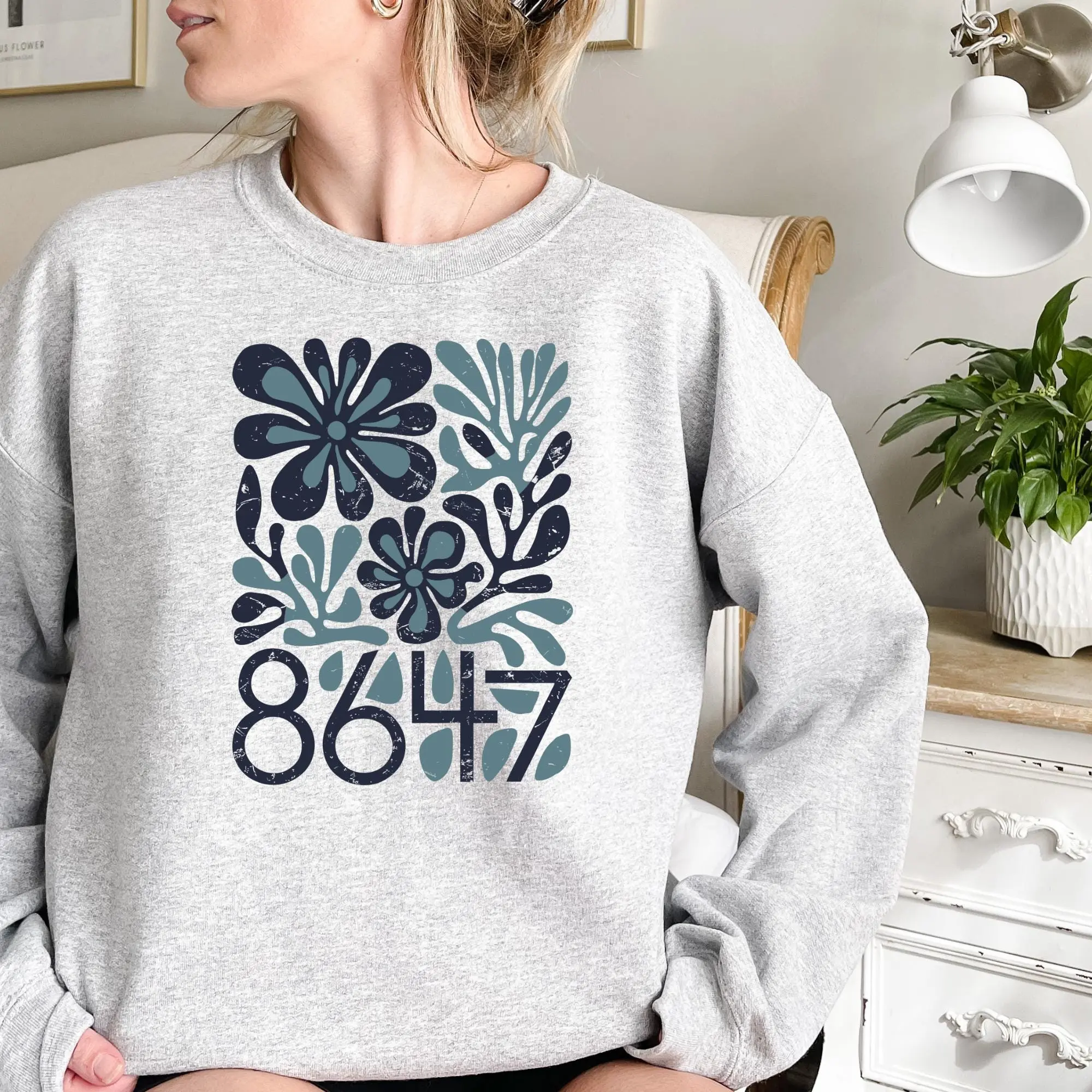8647 Anti Trump Sweatshirt, Democrat 8647 Sweatshirt, Funny Liberal Sweatshirt, Anti Trump 8647 Floral Sweatshirt. sweatshirts