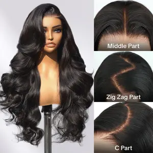 OQ HAIR Pre-Style Layered Cut Body Wave Side Part Glueless Wig Pre Bleached Tiny Knots 7x5 Lace Front Wig Human Hair 180% Density Pre Plucked With Baby Hair