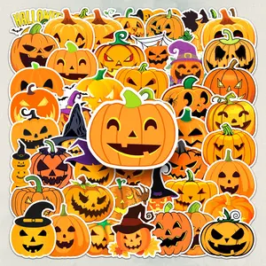 50PCS Halloween Pumpkin Stickers - Cute Cartoon Doodle Decals for DIY Luggage & Skateboard (Playful Spooky Designs) Decoration Sticker