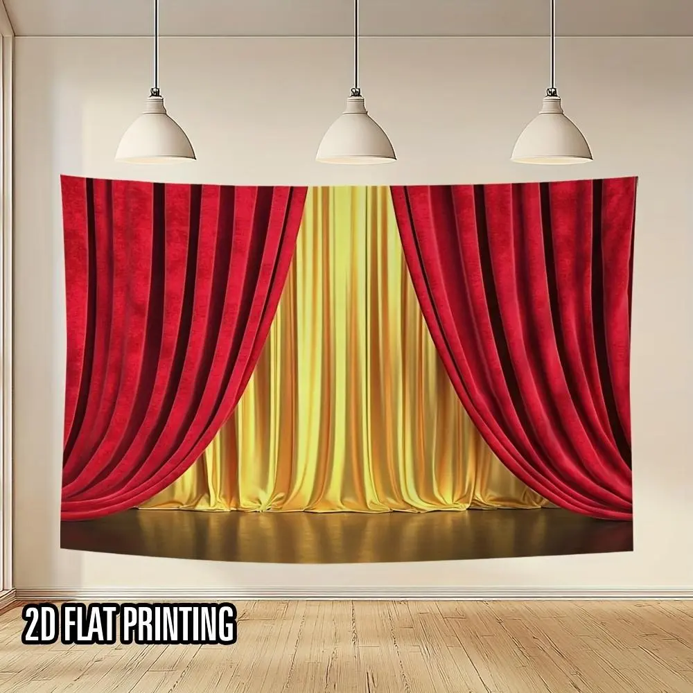 1pc 2D Flat Printing Background Cloth - Machine Washable Textile, Theater Stage Curtains, Family Party Decoration, Outdoor Holiday Decor (No Electricity Required)
