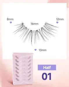 Half Lashes Natural Corner Eyelashes Wispy Natural Look Clear Band 3/4 Lashes Half-01