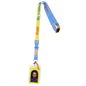 Child's Play Horror Movie Chucky Doll ID Lanyard Badge Holder w Character Card and Chucky Doll Logo Rubber Charm Pendant
