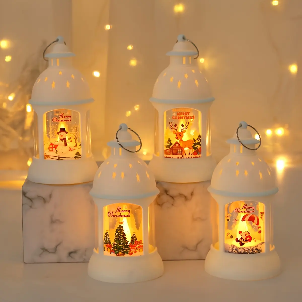 1Pcs Cylindrical Shape LED Lantern, Christmas Decorations, Holiday Decor, Festive Atmosphere Prop for Home Kitchen Living Room, LED-Lighted Home & Festive Decoration Supply
