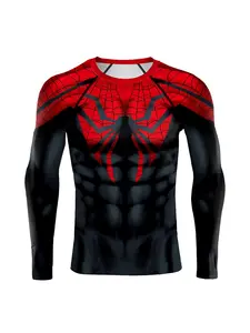 Compression Shirts for Men Long Sleeve Comics Spider Cosplay T-Shirt Superhero Top Elastic Fitness Sportwear Fitness Top Clothes Gym Sportswear