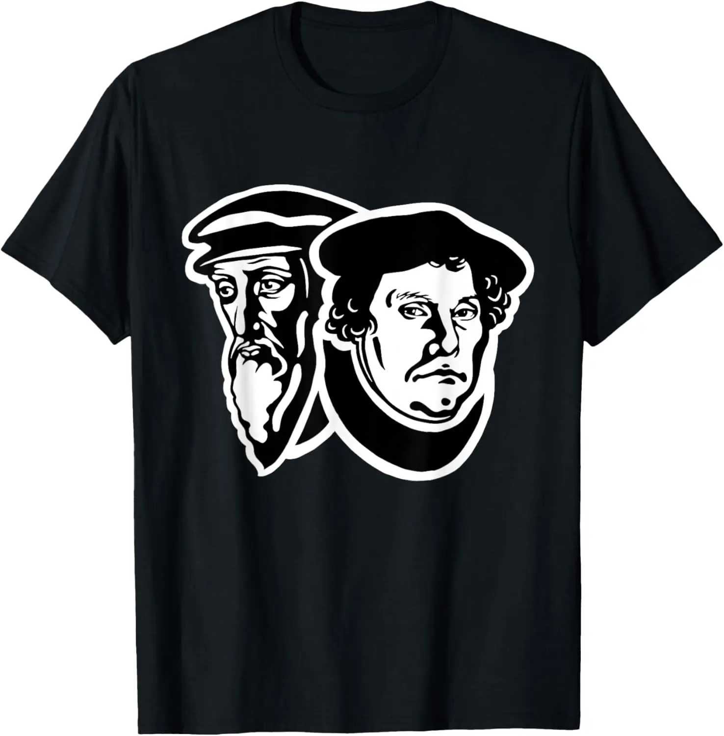 John Calvin and Martin Luther Reformed Theology T-Shirt Pure Cotton Graphic Tees Menswear Top: Gifts for Men & Women