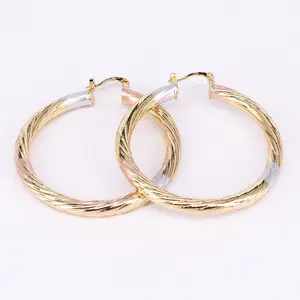 18k Layered real gold filled Round hoop earrings tri color #25