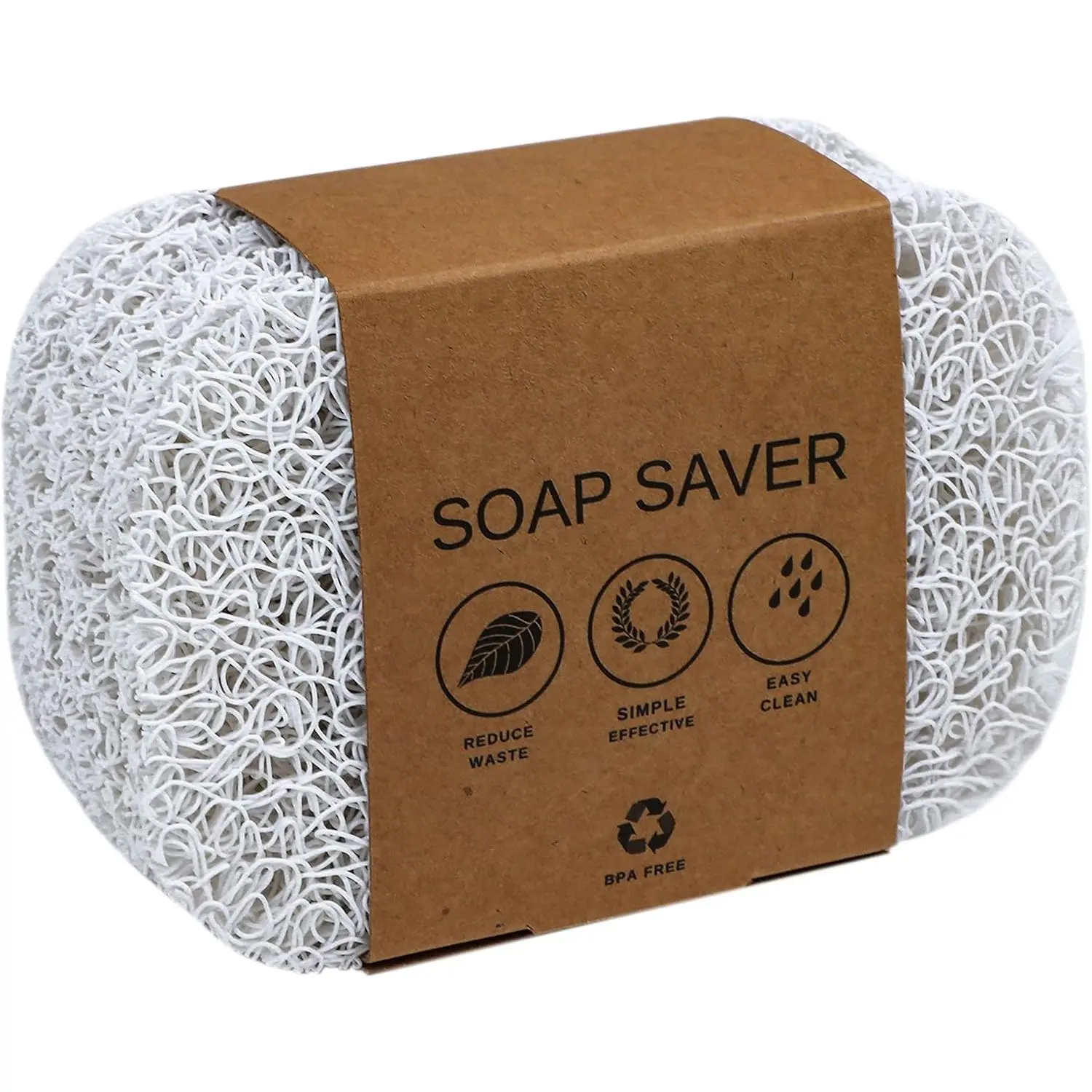 8 Pack White Soap Saver Holder for Bar Soap Draining Lift Pad 2.9" x 4.5" PVC Non-BPA Non-Slip Durable Porous