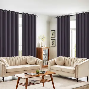 4-piece set of double-sided consistent solid color thick blackout curtains, top cable ring perforated installation suspension, 100% polyester, fully blackout, heat insulation and noise reduction, easy to maintain, suitable for living rooms, bedrooms