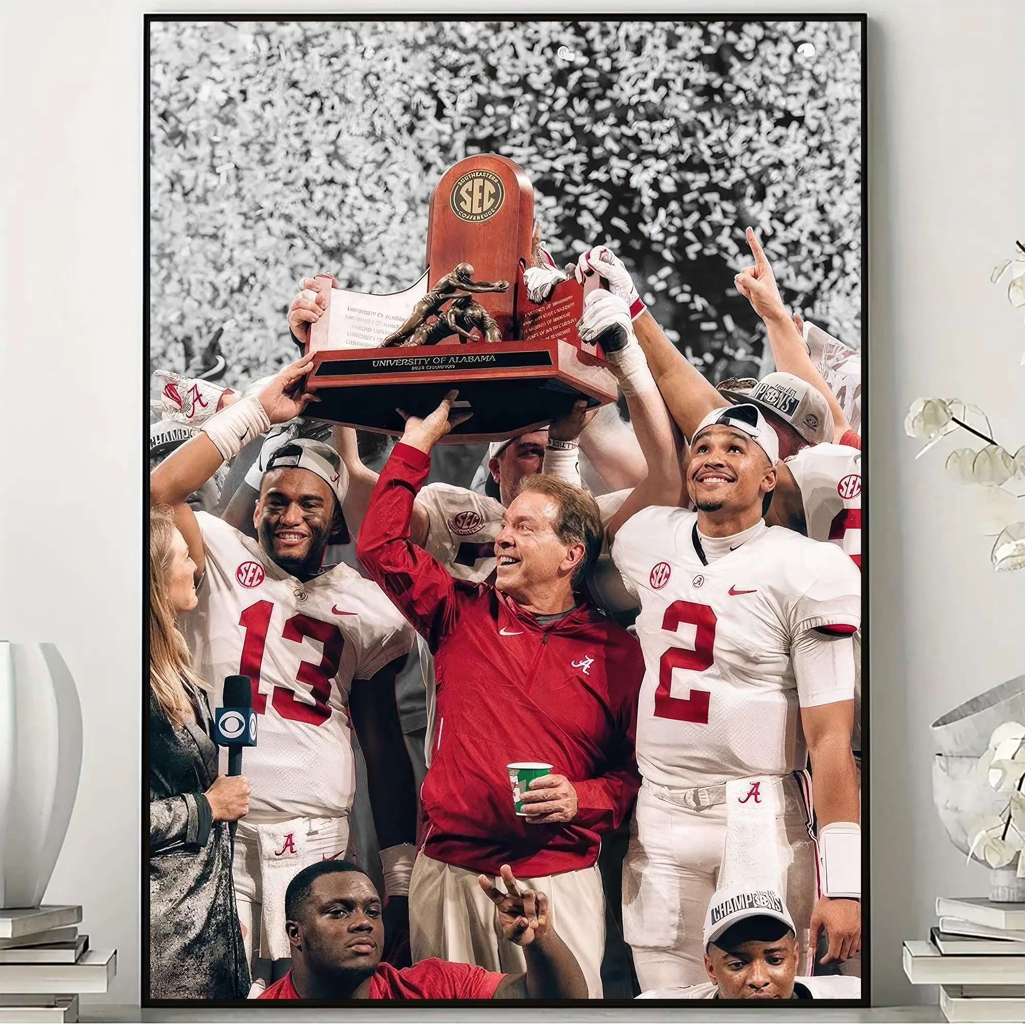 Nick Saban Alabama Crimson Tide Championship Poster, Vintage College Football Wall Art, Coach Tribute Print, Fan Gift, Unframed