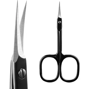 Professional Cuticle Scissors Extra Fine for Women and Men, Upgraded Curved Precise Pointed Tip Grooming Scissors for Trimming Eyebrow, Eyelash, Trim Nail and Dry Skin (Black)