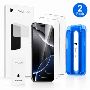 2pcs 3-Second Dust-Free Screen Protector for iPhone 11-17 Pro Max, Bubble-Free Easy Install Tempered Glass Film with Alignment Case, HD Clear Anti-Scratch