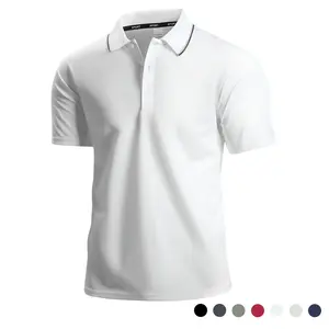 Men’s Summer Casual Polo Shirt — Short sleeves, stand collar, solid color, breathable, minimalist design available in multiple colors; a casual athletic fashion top suitable for business; an ideal choice for gifting