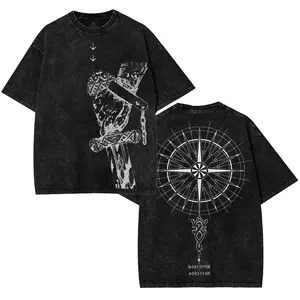 Vinland Saga Thorfinn No Enemies Unisex Anime Manga Acid Washed Heavyweight Cotton T-shirt, graphic tee,anime lover , outfits men men  gifts graphic  tees graphic  tee shirts  men Fabric Menswear