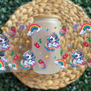 Colorful Rainbow Unicorn UVDTF Cup Wrap