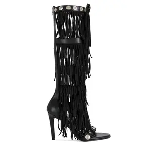 Meya Black Fringe Gladiator Sandal- FINAL SALE