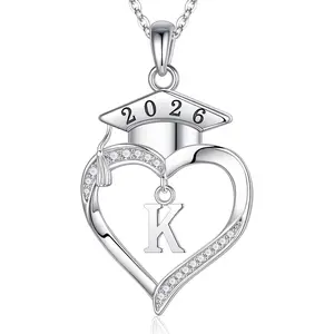 2026 Graduation Gifts for Women Her - 925 Sterling Silver Heart Initial Letter Necklace, 2026 College Graduation Gifts for Women Her