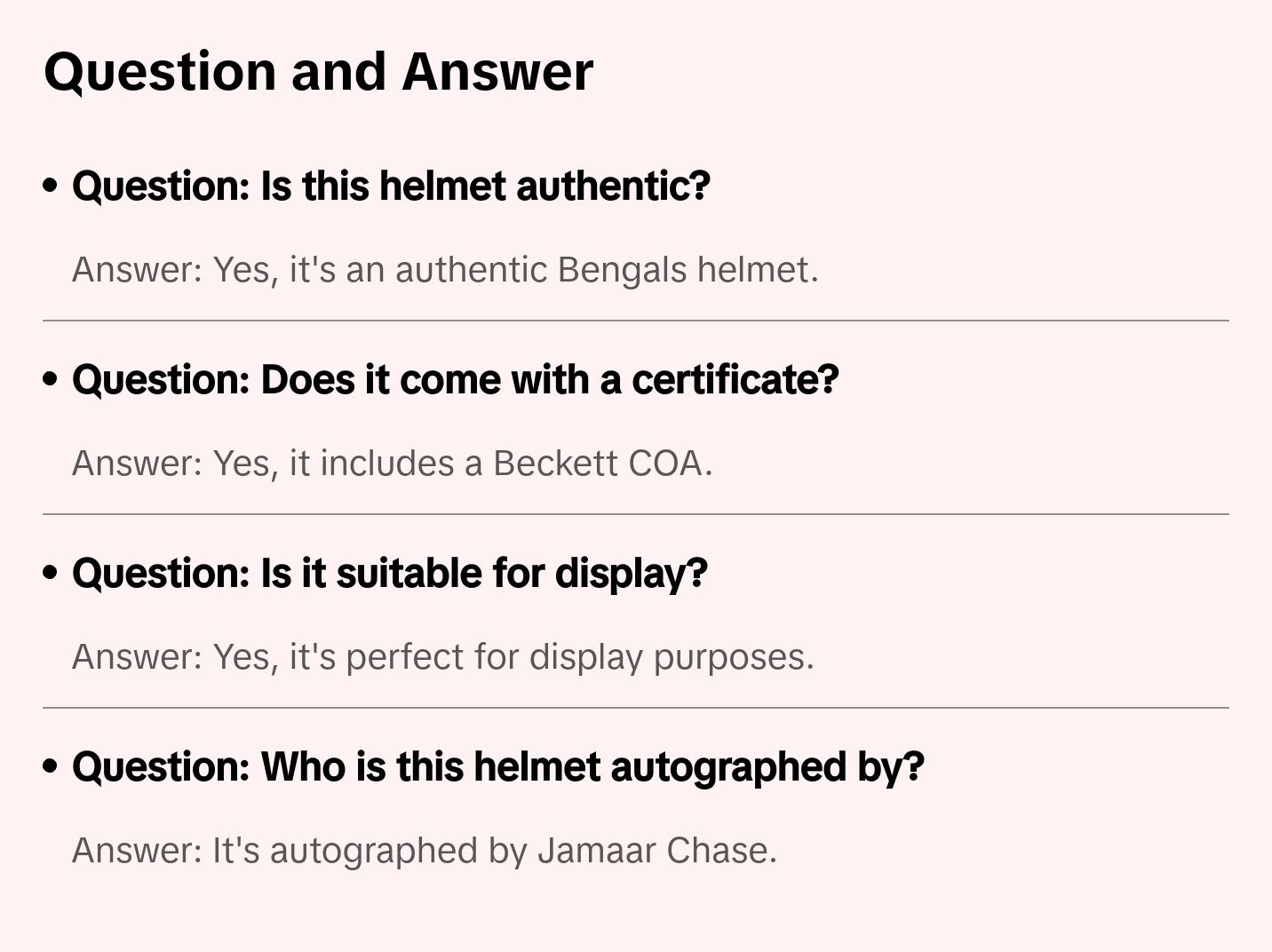 Jamaar Chase Autographed AUTHENTIC Bengals Full Size Helmet Beckett COA