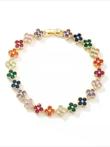 1pcs Women's Four-leaf Flower Bracelet Jewelry Colorful Fashion Design Luxury Hand Jewelry Valentine's Day Mother's Day Gift Color Random Stackable Exquisite Bracelet