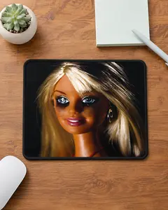 Blonde Doll Portrait Mouse Pad - Cute Gaming Desk Mat, Office Decor Accessory for Computer Desks