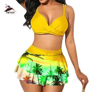 Women Tankinis Bikini Set Swimwear Swimsuit Bathing Swimwear Suit Ladies Bikini Set Summer Swimming Suit Two Pieces Beachwear Monokini Plus Size S-XXL