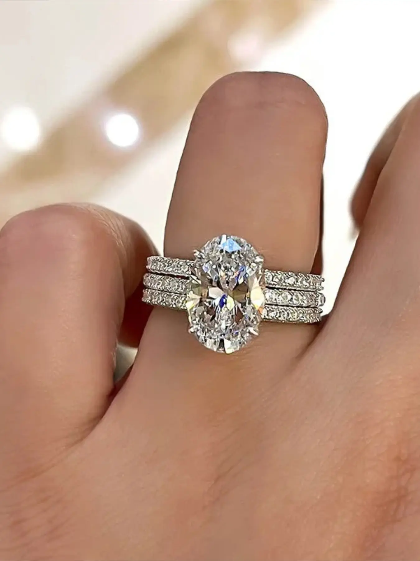 Fashion 3pcs White Zircon Stunning Ring Set for Women , Elegant Jewelry Gift for Valentine's Day & Christmas, Stackable Engagement Ring, Sparkling Rings, Fashion Stackable Rings