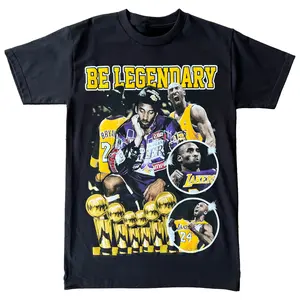 Kobe Be Legendary Graphic Tee, Y2K Rap Streetwear T-Shirt, Unisex Crew Neck, Vintage Hip-Hop Graphic, Sports Style, Casual Cotton Fit