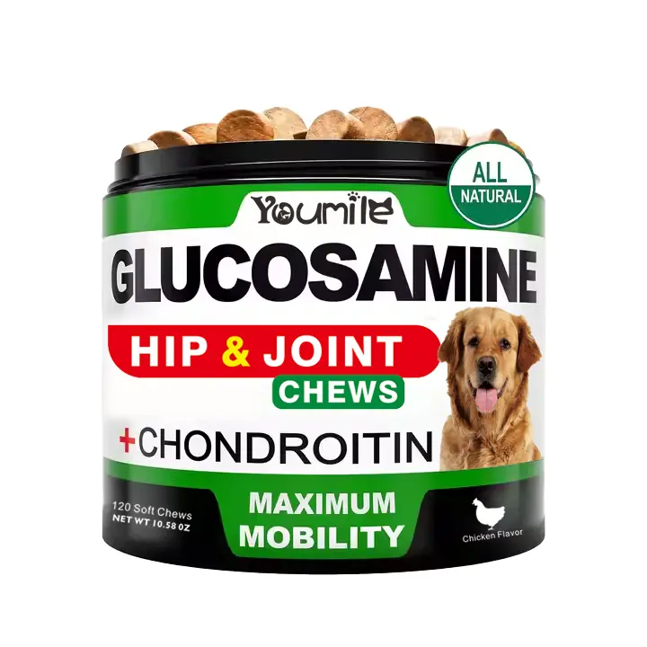 Youmile Dog Hip & Joint Health Joint Chews (120 Liver-Flavored Tasty Bites) - All Natural, 24-Month Shelf Life, 24/7 Customer Support, Glucosamine Boost, MSM Enriched, Hyaluronic Acid, Anti-Inflammatory Relief, Bone Support for Adult All Sizes All Breeds,