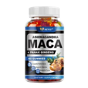 3-in-1 Organic Black Maca Root, Ashwagandha, Panax Ginseng Gummies - Drive, Performance, Energy Support & Hormone Balance for Men and Women by MENXI Healthcare Edible Supplement