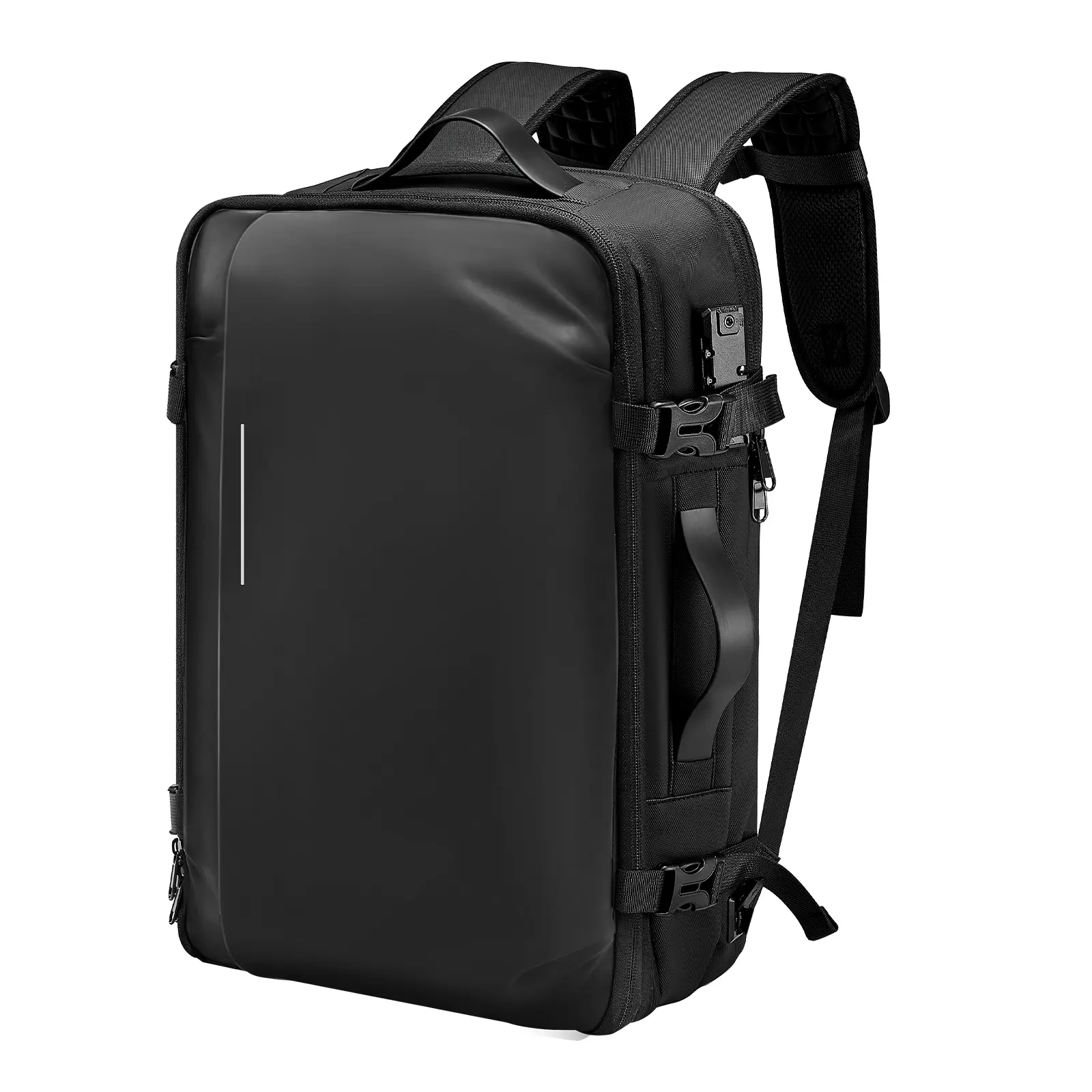 Vacuum Travel Backpack, 65L, Expandable Vacuum Seal Compression Travel Backpack, with TSA-Approved Lock, Multiple Pockets Compartments, Water-Resistant Carry-On Suitcase Luggage, No Pump