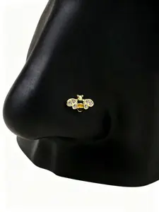 Honey Bat L-Type Nose Stud, Daily Wear Piercing Jewelry, Unisex Copper Material, Casual Style, All Seasons Accessory