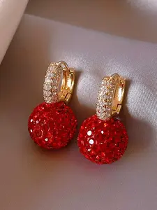 Fashion Rhinestone Round Pearl Drop Earrings, Elegant Women's Jewelry for Parties and Vacations, High Quality Earrings, Zinc Alloy, All Seasons