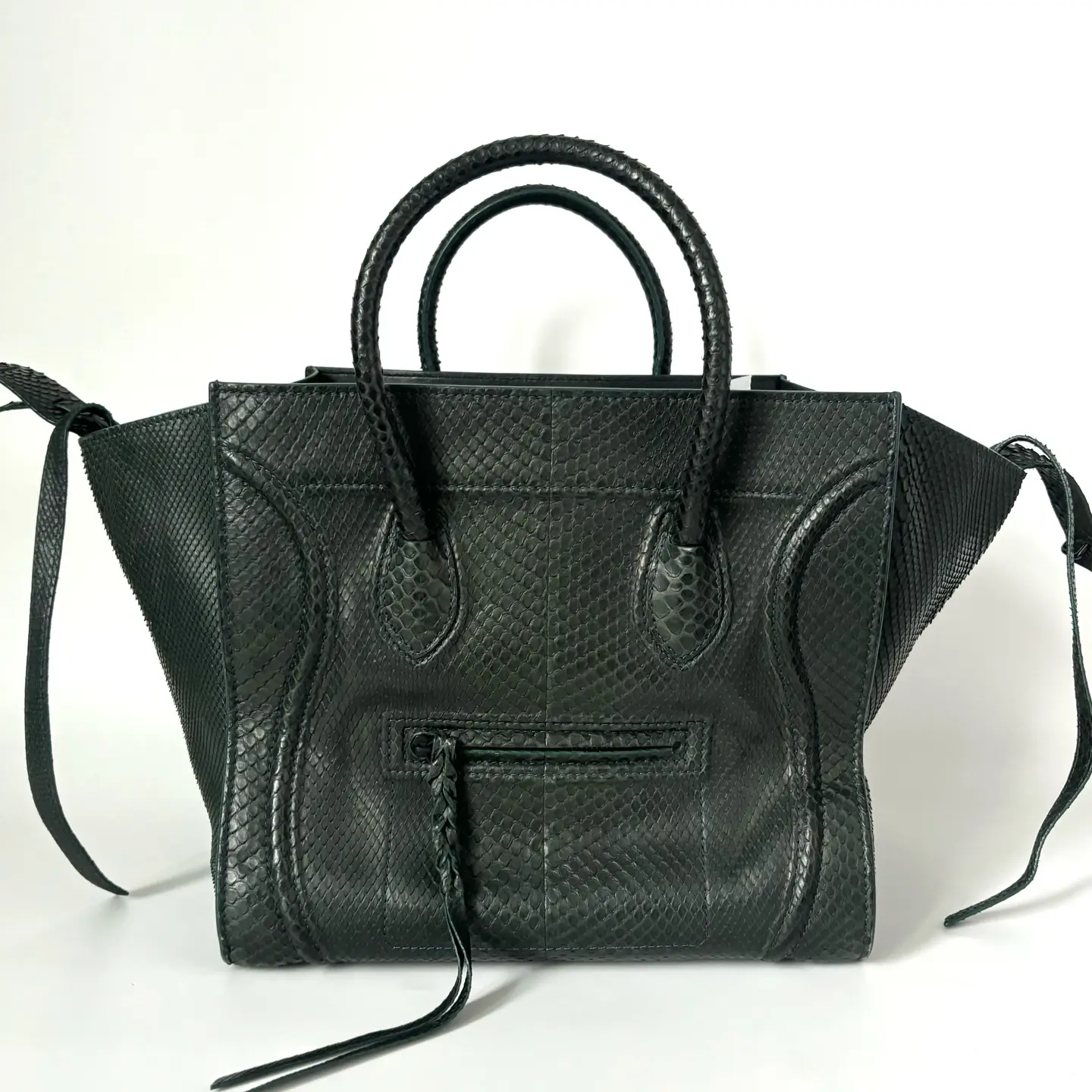 Pre-owned Celine Dark Green Python Luggage Phantom Tote, Base Length 30cmN22725912