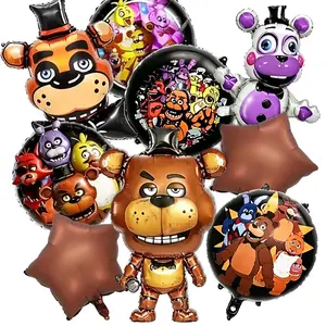 9Pcs Toys Bear's Balloons, FNAF Themed Party Set Horror Cute Doll Decorative Balloons-Five Night Foil Balloons For Themed Birthday Party