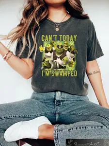 Can't Today I'm Swamped Shirt, Shrek Funny Trending Shirt, Fiona and Shrek Tshirt, Funny Shrek Trending Tee, Shrek Face Meme Shirt
